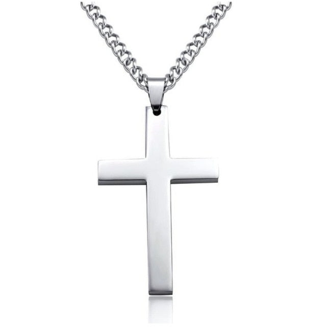 Christian Jesus Single Titanium Cross Necklace Stainless Steel Gold Silver Black Prayer Choker Cross Pendants Men Jewelry