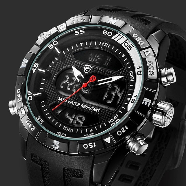 Cool Design SHARK Men Stopwatch Calendar Auto Date Alarm LCD Clock