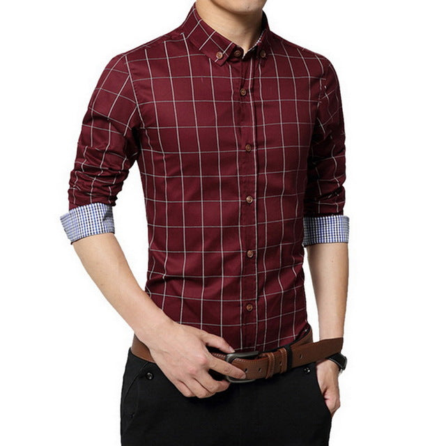 Long Sleeve Formal Men Shirt Turn-down Collar