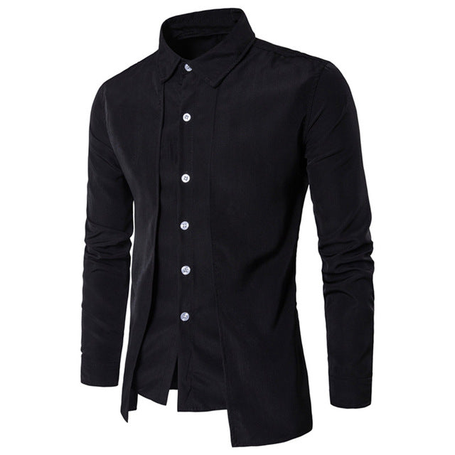 Mens False Two Pieces Solid Color Shirts