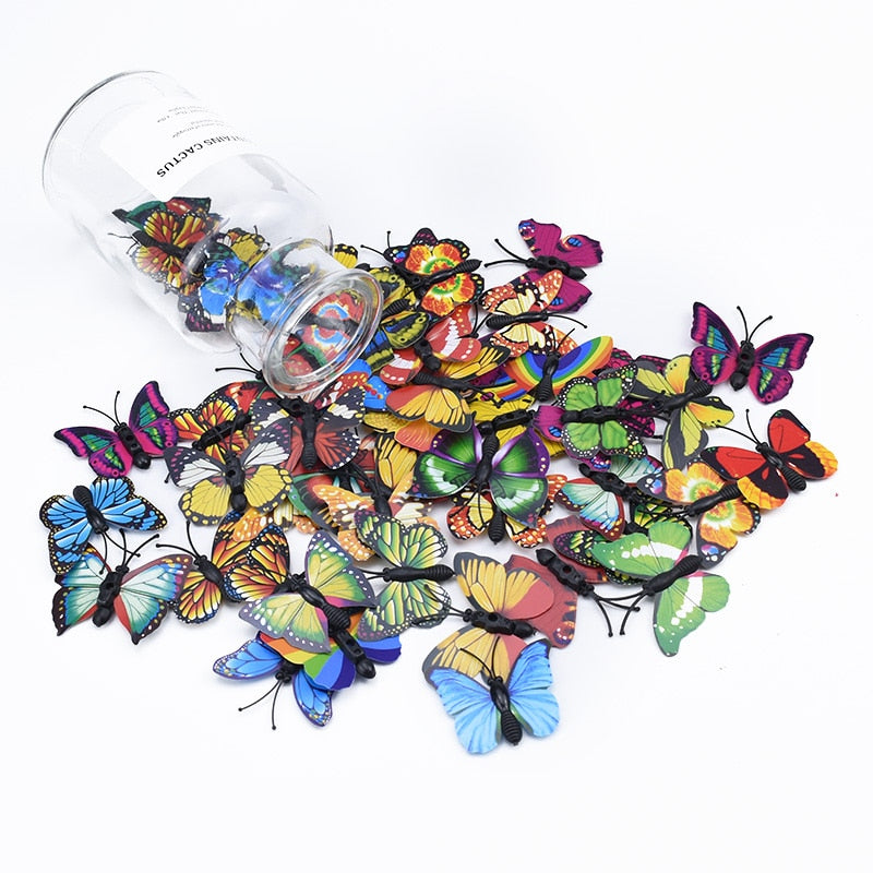20pcs 3D Plastic butterfly decorative flowers