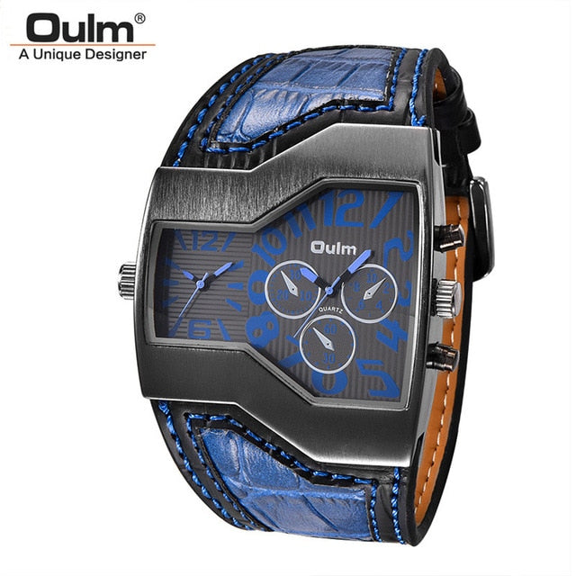 Oulm Classic Style Two Time Zone Men's Watches