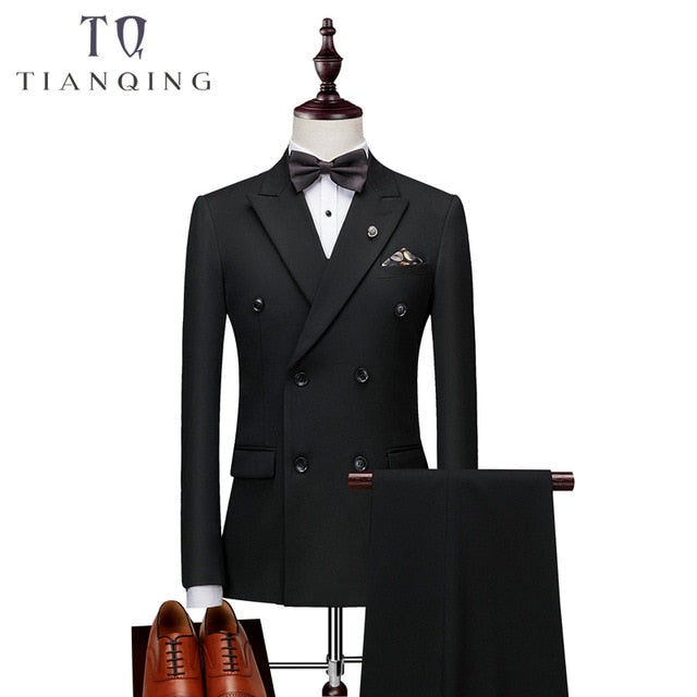 Double Breasted Latest Coat Pant Designs Suit Men Slim Fit Wedding Suits for Men