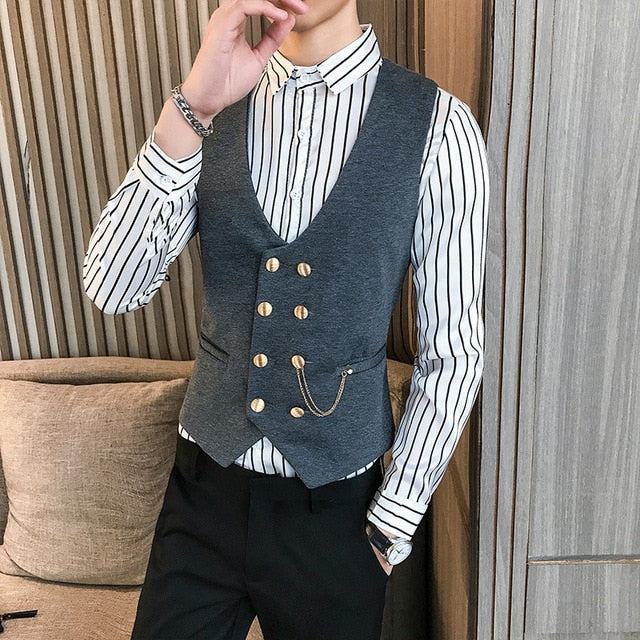 Suit Vest Men Sleeveless Vest Fashion Spring
