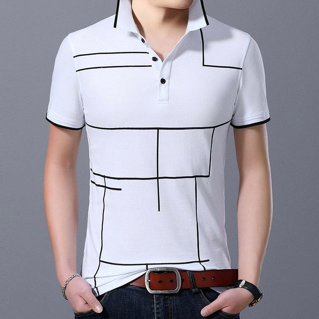 Fasion Brand Polo Shirt Men's Plaid Top Grade Summer Short Sleeve