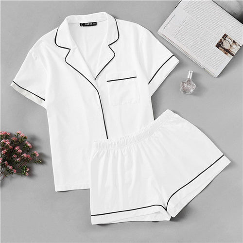 SHEIN Contrast Piping Pocket Front Pajama