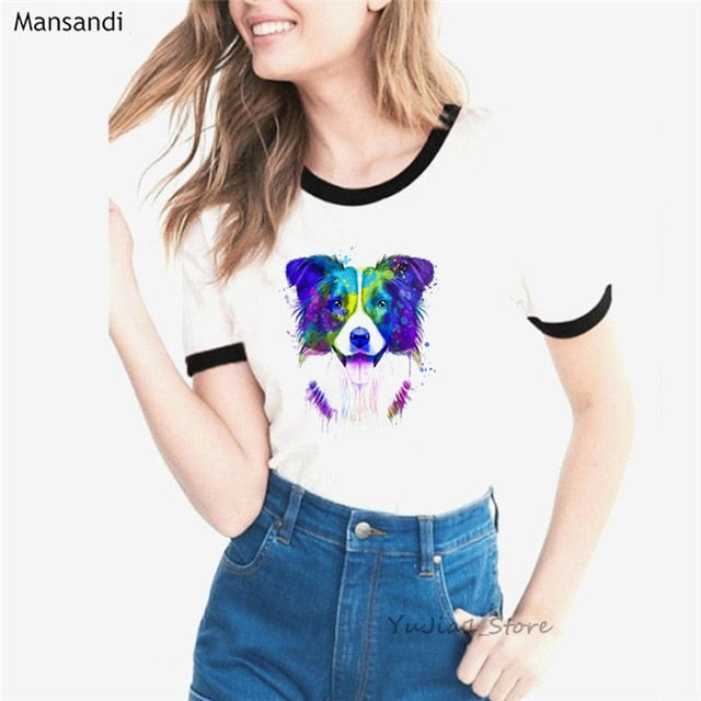 watercolor Jack russell terrier animal printed t shirt