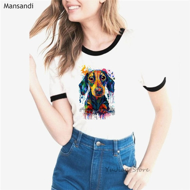 watercolor Jack russell terrier animal printed t shirt