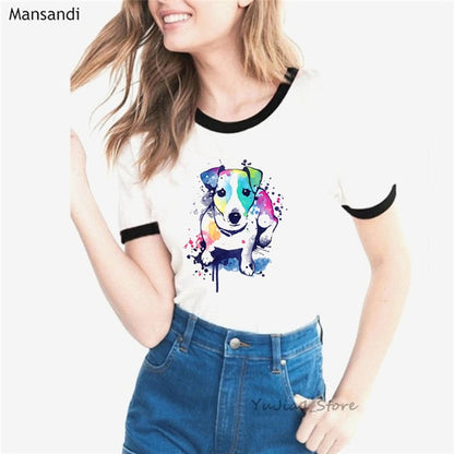 watercolor Jack russell terrier animal printed t shirt