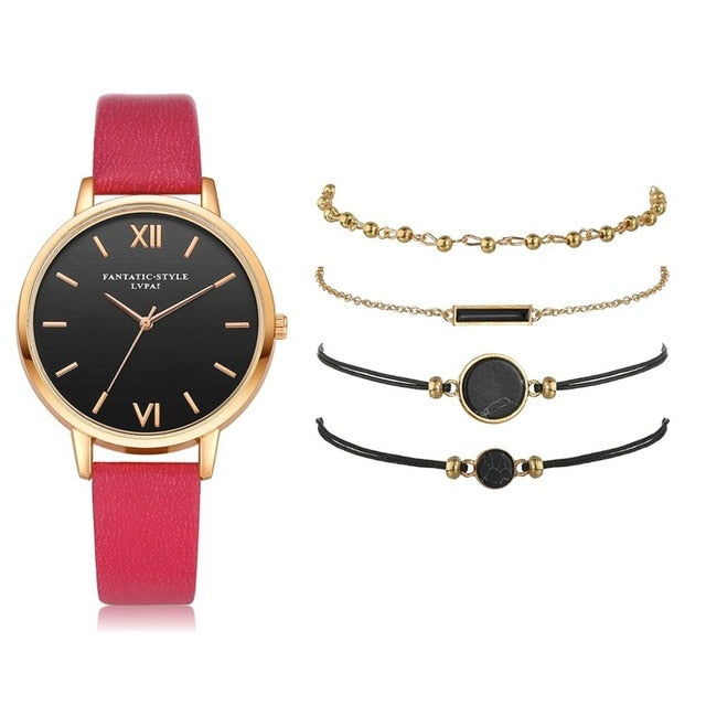 Women 5pcs Woman Quartz Wristwatch