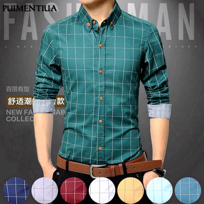 Long Sleeve Formal Men Shirt Turn-down Collar