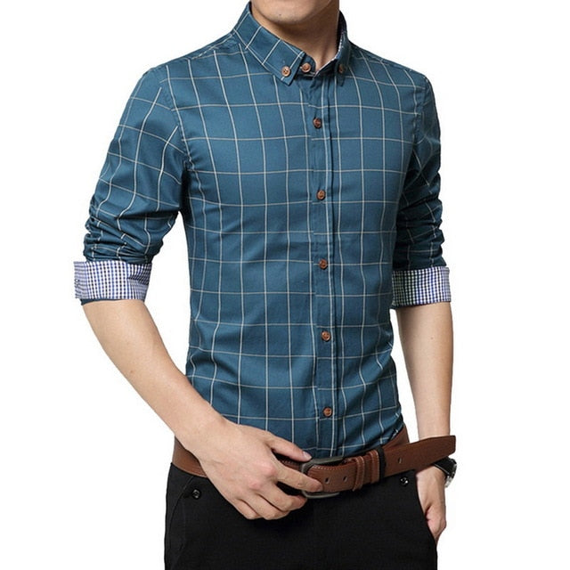 Long Sleeve Formal Men Shirt Turn-down Collar