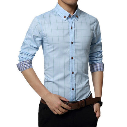 Long Sleeve Formal Men Shirt Turn-down Collar