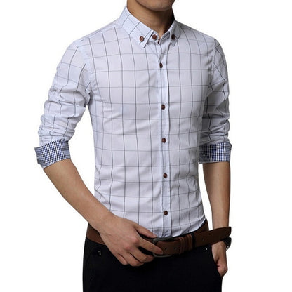 Long Sleeve Formal Men Shirt Turn-down Collar