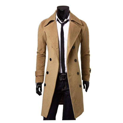 Winter Jacket Men's High-quality Coat casacos casual Slim collar coat Men's long cotton collar trench coat