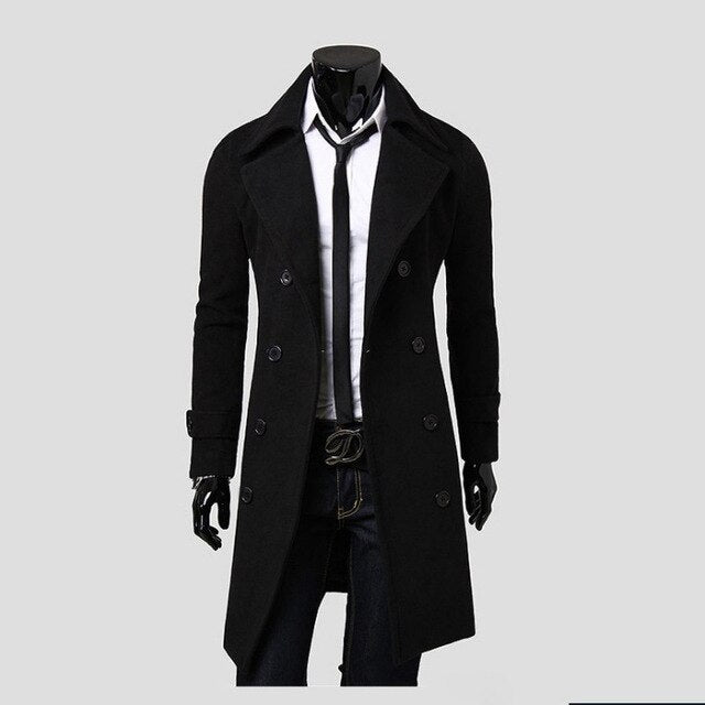 Winter Jacket Men's High-quality Coat casacos casual Slim collar coat Men's long cotton collar trench coat