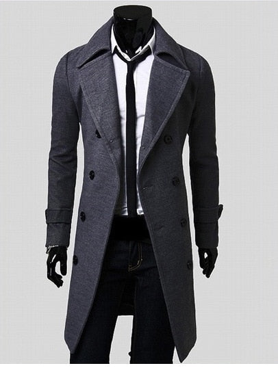 Winter Jacket Men's High-quality Coat casacos casual Slim collar coat Men's long cotton collar trench coat