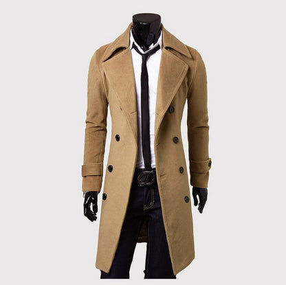 Winter Jacket Men's High-quality Coat casacos casual Slim collar coat Men's long cotton collar trench coat