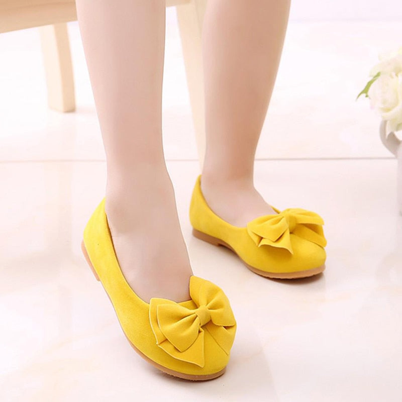 Children Baby Girl Princess Shoes Bowknot Solid Color Anti-slip