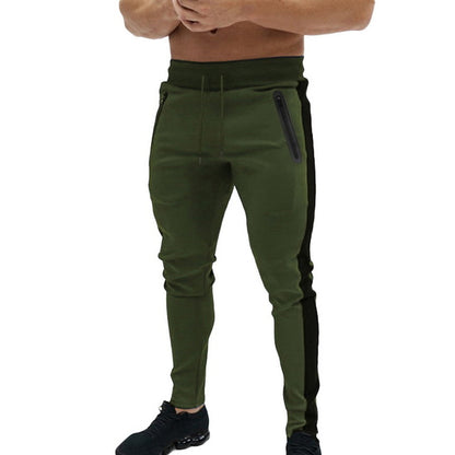 New Fitness Trousers Stitching Elastic Soft Slim Fit Sports Pencil Pants