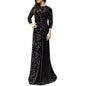 Women Dubai Arabian Floral Print Long Dress