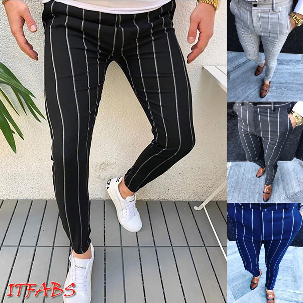 Fashion Plus Size Men Casual Slim Fit Skinny Business Formal Suit Dress Pants Slacks Trousers New