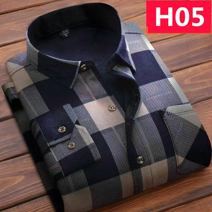 Casual Long Sleeve Plaid Warm Fleece Lining Shirts