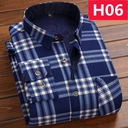 Casual Long Sleeve Plaid Warm Fleece Lining Shirts