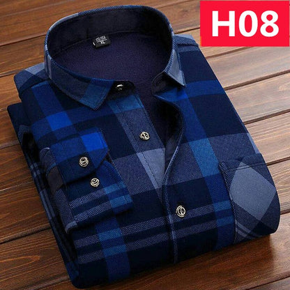 Casual Long Sleeve Plaid Warm Fleece Lining Shirts