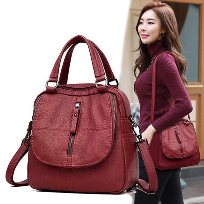 PU Leather Women's Fashion Multipurpose Backpack