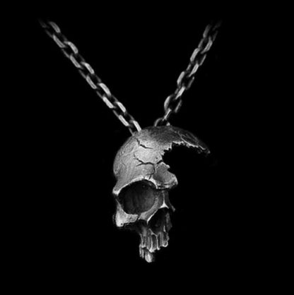 Explosions Retro Half Skull Necklace Metal Skull Pendant