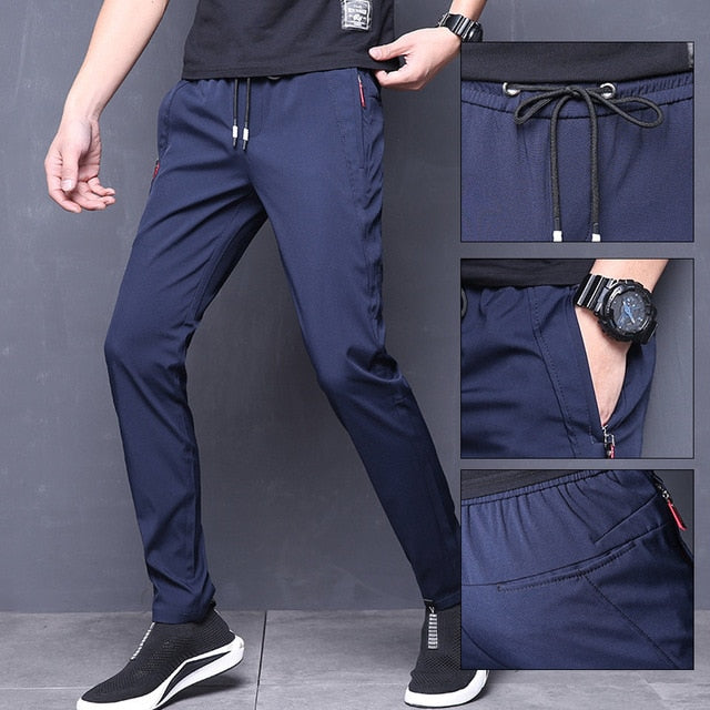 Mens Fast Dry Trousers Casual Straight Men‘s Pants