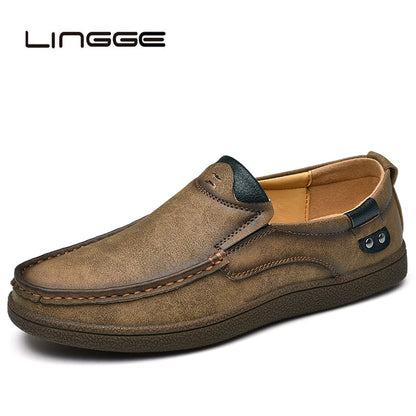 LINGGE 2019 Brand Split Leather Shoes Classic fashion