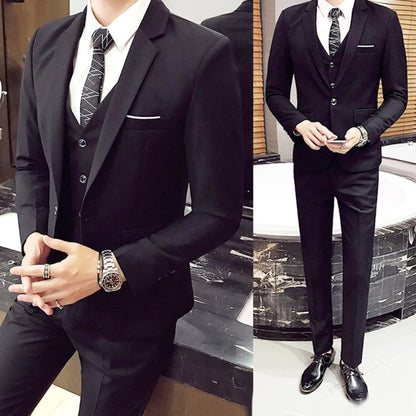 3Pcs/Set Luxury Plus Size Men Suit Set Formal Blazer +Vest +Pants Suits