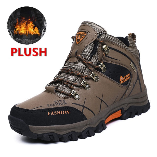 Waterproof Leather Sneakers Super Warm Men High Quality Outdoor Male Hiking Boots