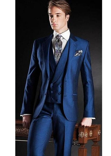 Elegant Grey Men Suit Prom Tuxedo Slim Fit 3 Piece (Jacket+Vest+Pants) Groom Wedding Suits For Men Custom Blazer