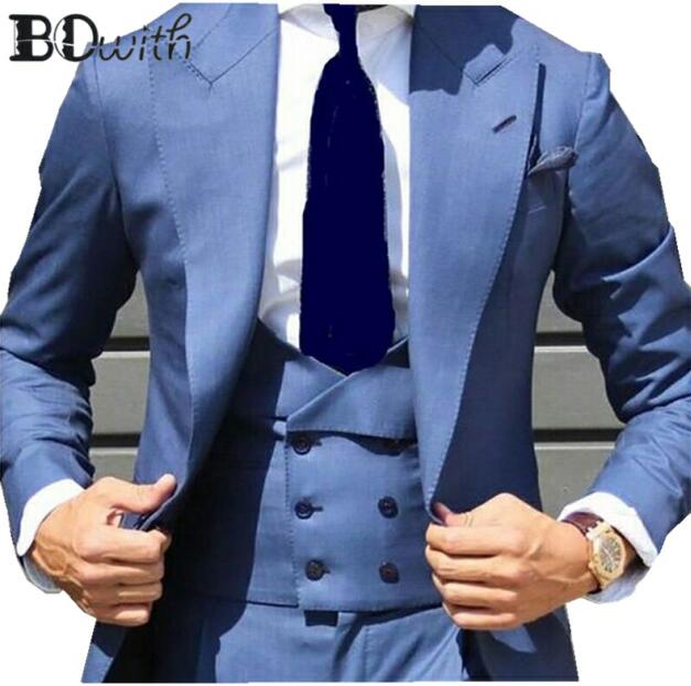 Elegant Grey Men Suit Prom Tuxedo Slim Fit 3 Piece (Jacket+Vest+Pants) Groom Wedding Suits For Men Custom Blazer