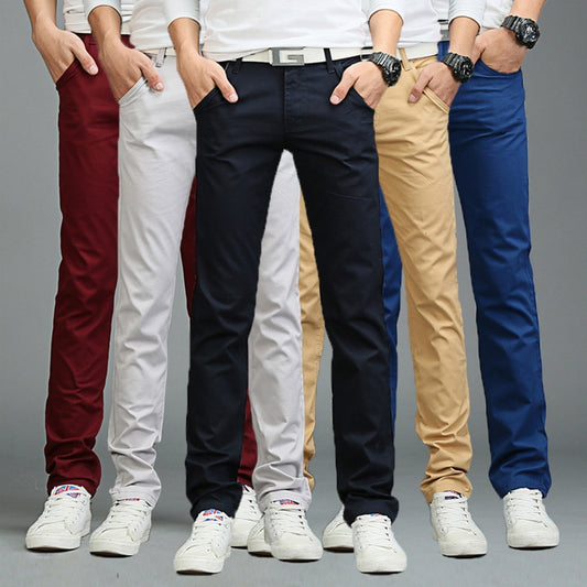 Fashion Men Business Casual Pants Cotton Slim Straight Trousers