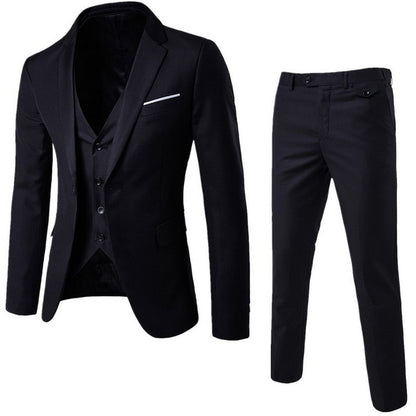 Men's Business Casual Clothing Groomsman three-piece Suit Blazers Jacket Pants Trousers Vest Sets