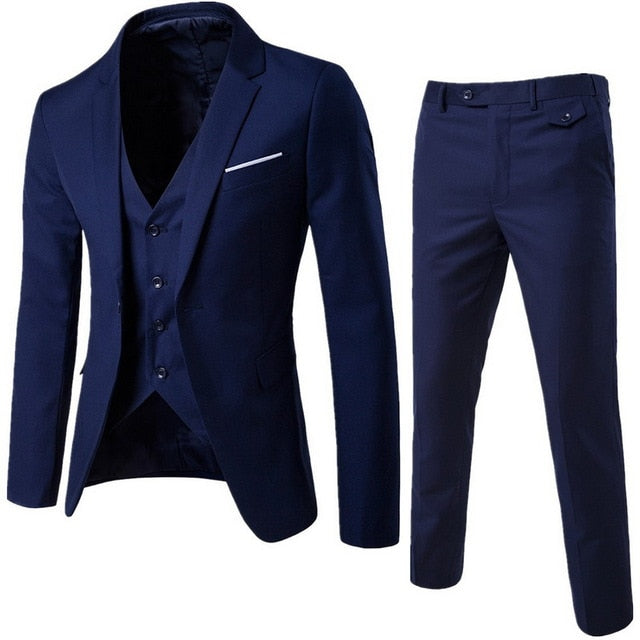 Men's Business Casual Clothing Groomsman three-piece Suit Blazers Jacket Pants Trousers Vest Sets