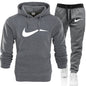 Men Hip Hop Sweatshirts+Sweatpants Autumn Winter Fleece Hooded Pullover