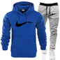 Men Hip Hop Sweatshirts+Sweatpants Autumn Winter Fleece Hooded Pullover