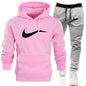 Men Hip Hop Sweatshirts+Sweatpants Autumn Winter Fleece Hooded Pullover