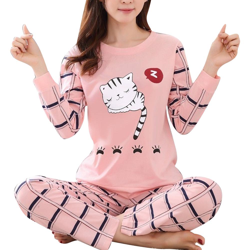 Winter Cute Cartoon Cat Print Pajamas