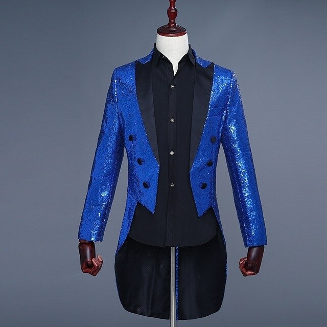 Tailcoat Stage Singer Prom Dresses Costume Wedding Groom Suit Jacket