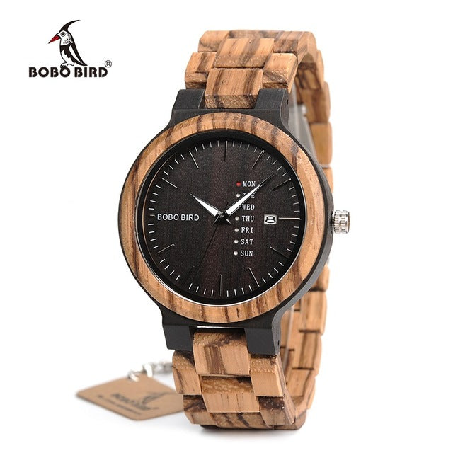 BOBO BIRD Men Watch Auto Date Wood Watches