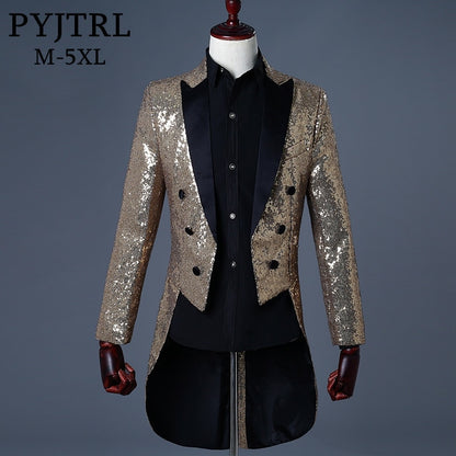 Tailcoat Stage Singer Prom Dresses Costume Wedding Groom Suit Jacket