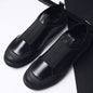 Sewing male loafers Elastic band leather men shoes