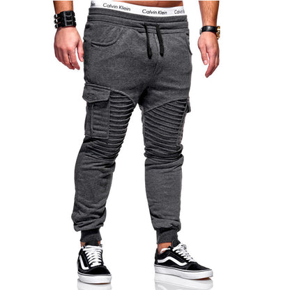 Casual Trousers Apparel Autumn Winter New Men's Pleated Fitness Pants