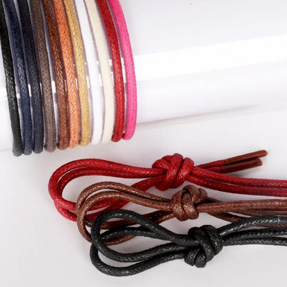 1Pair Waxed Cotton Round Shoe laces Leather Waterproof ShoeLaces